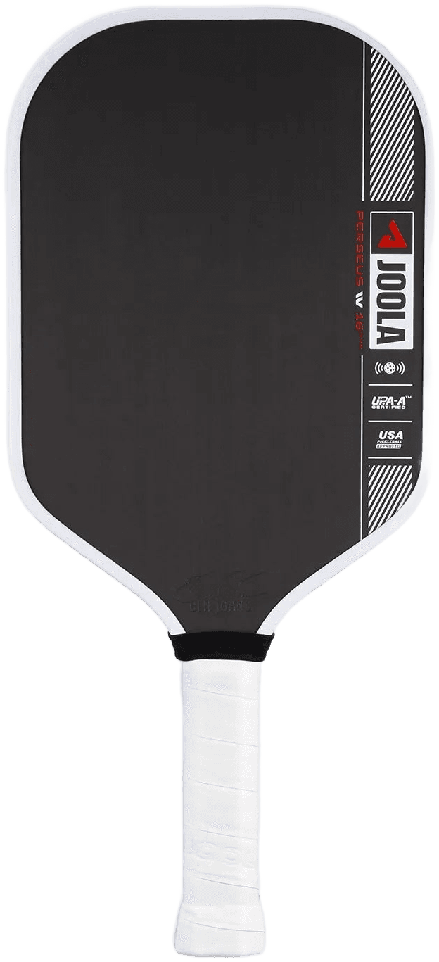 A JOOLA Perseus Pro IV paddle, photographed face on.